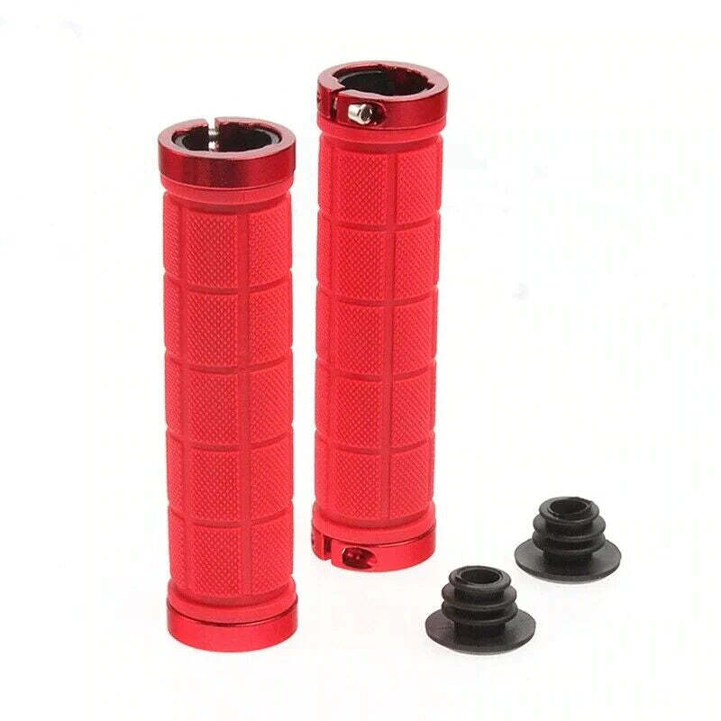 Bike Handlebar Grips MTB Mountain BMX Bike Bicycle Soft RED Fixed Double Lock Screw Tight Grips - Easy Fit - Rockbros