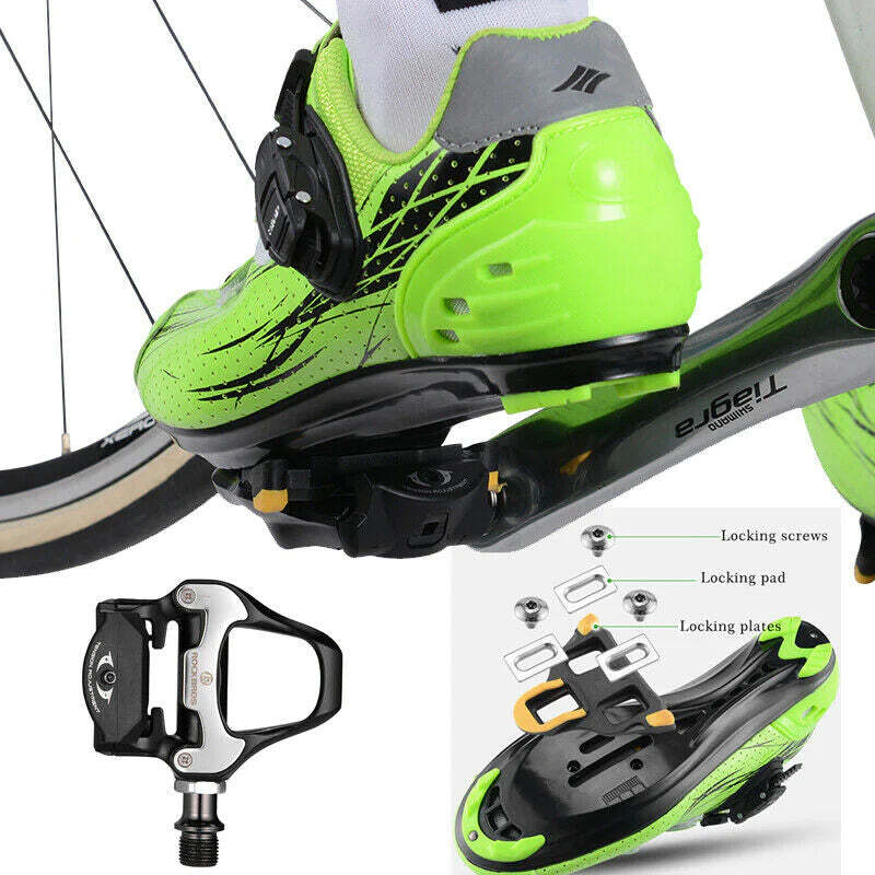 Self Lock Clip In Bike Pedals Shimano SPD-SL Cleat MTB Road 700C Hybrid BMX - Rockbros Nylon Black
