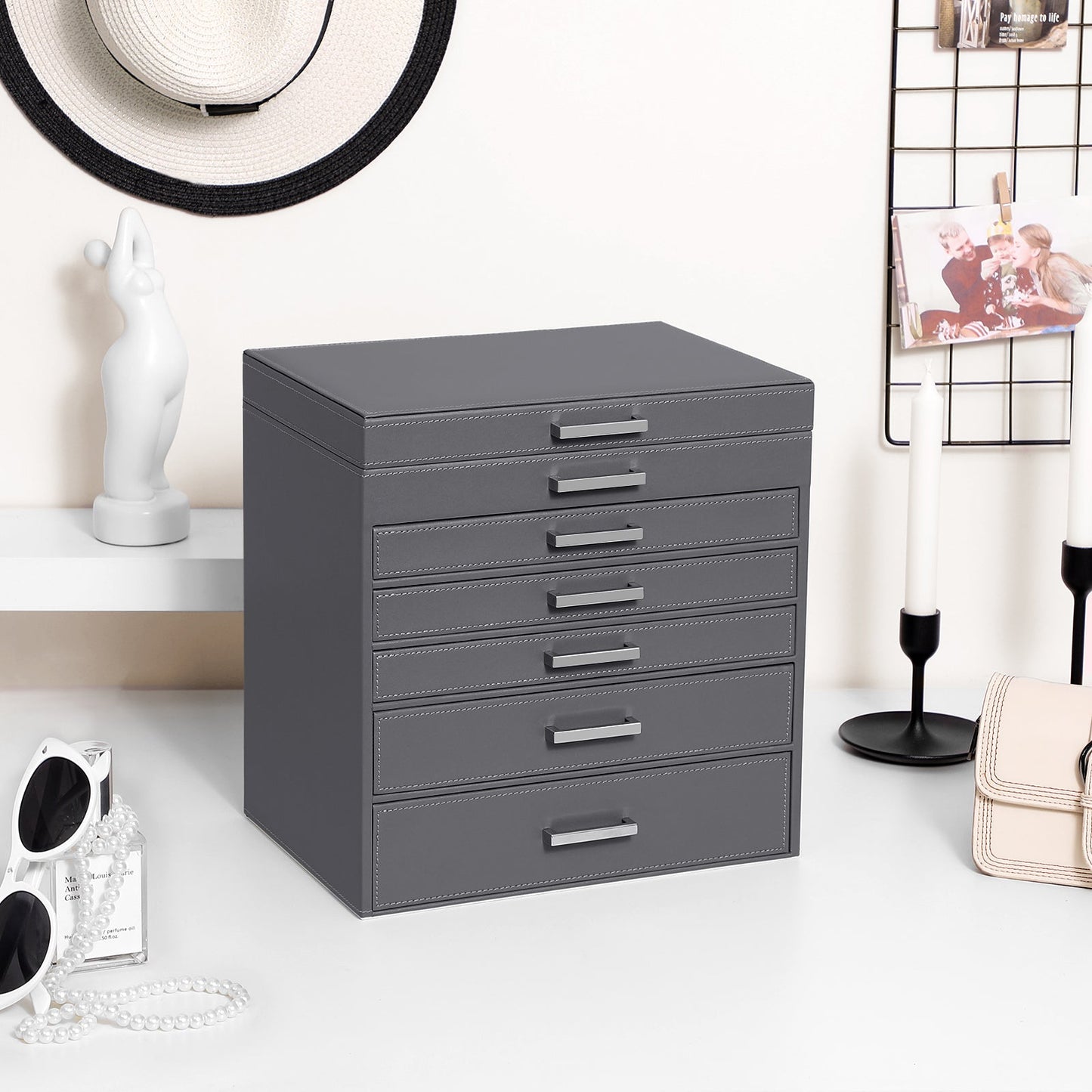 SONGMICS Jewellery Box with 6 Layers and 5 Drawers