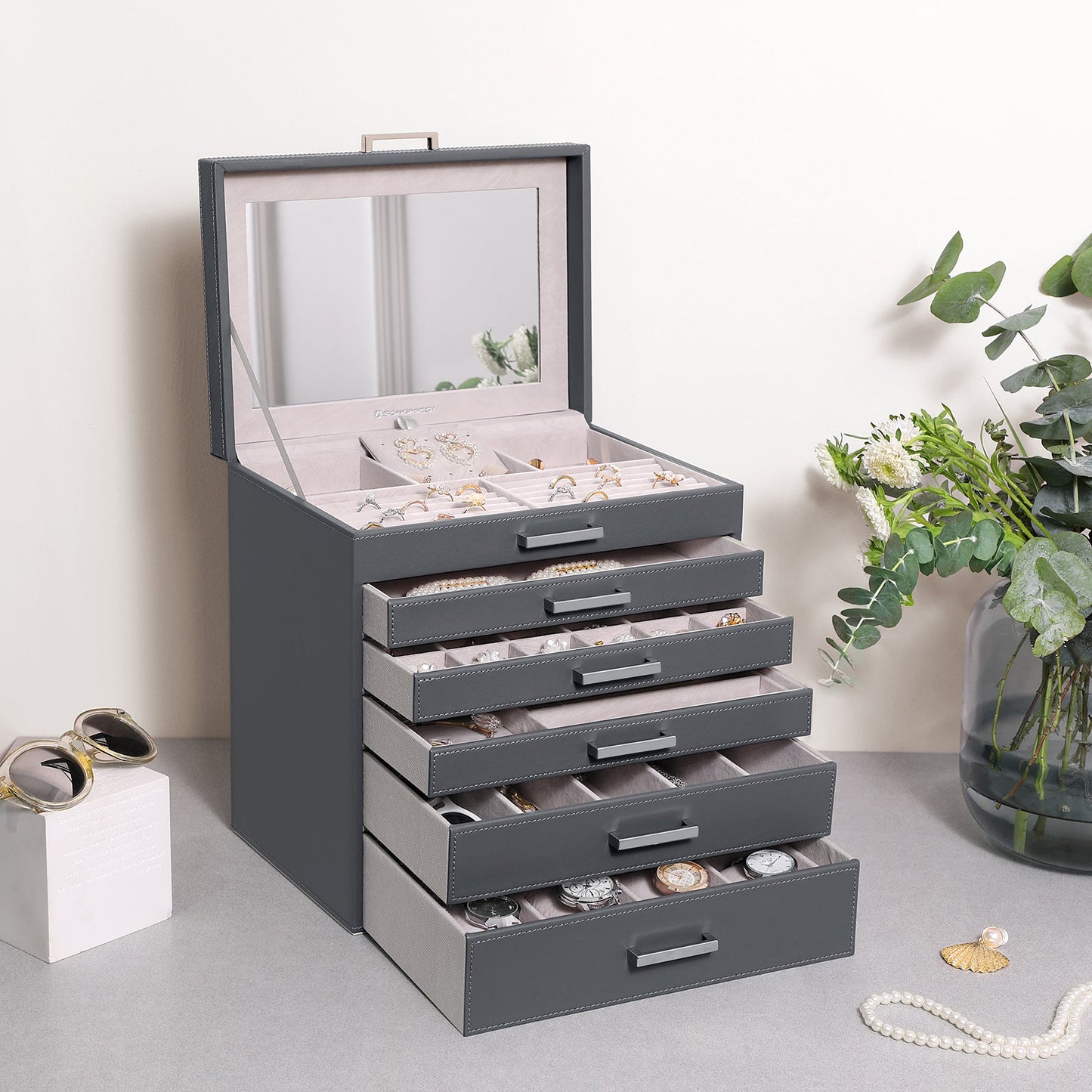 SONGMICS Jewellery Box with 6 Layers and 5 Drawers