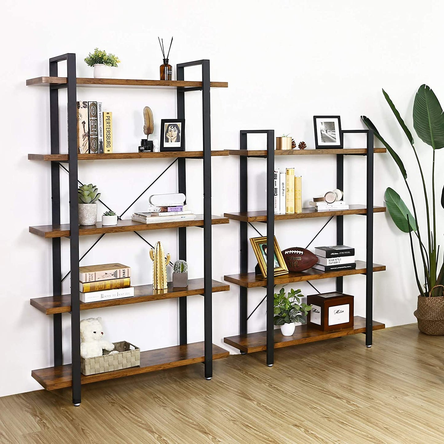 VASAGLE Bookshelf 5-Tier Industrial Stable Bookcase