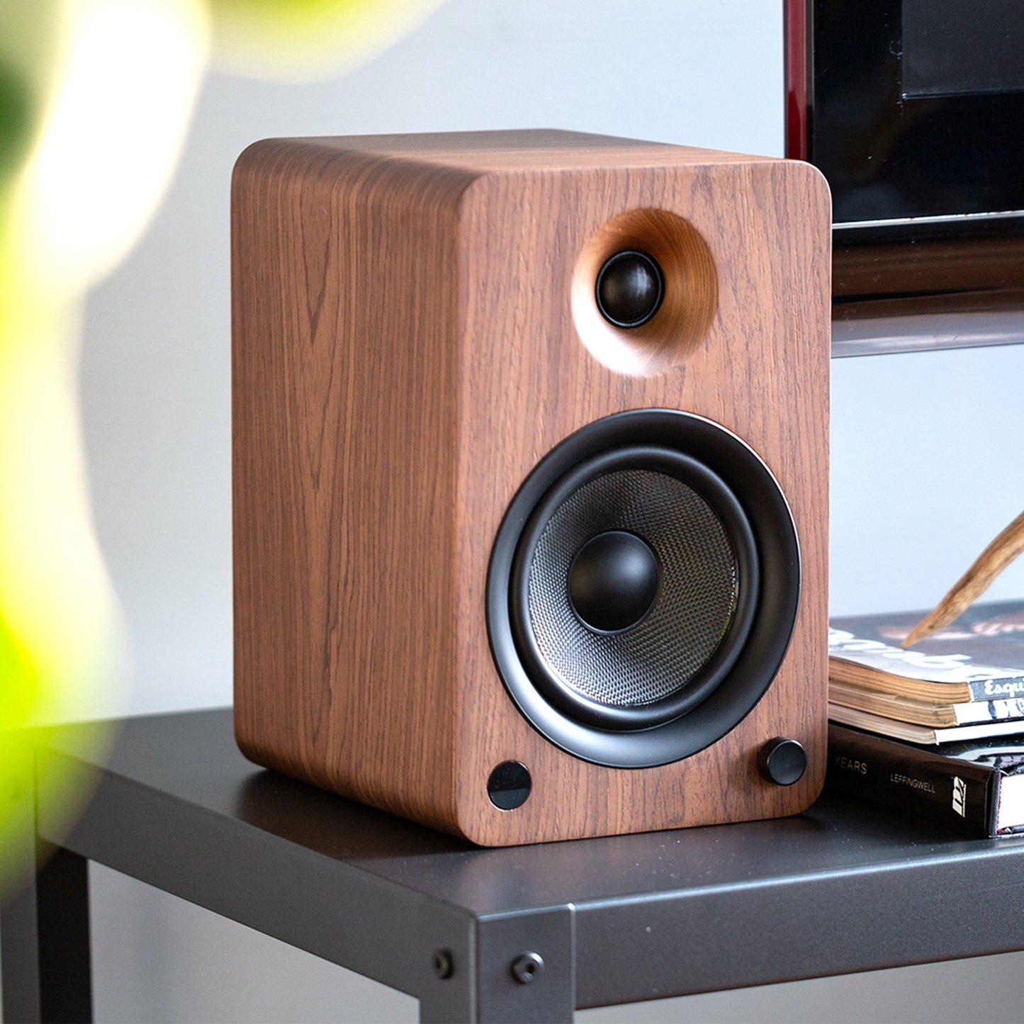 Kanto YU6 200W Powered Bookshelf Speakers with Bluetooth® and Phono Preamp - Pair, Walnut