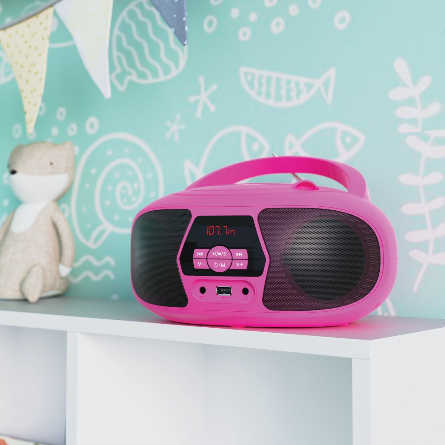 Majority Oakcastle BX200 Portable Bluetooth CD Player - Pink