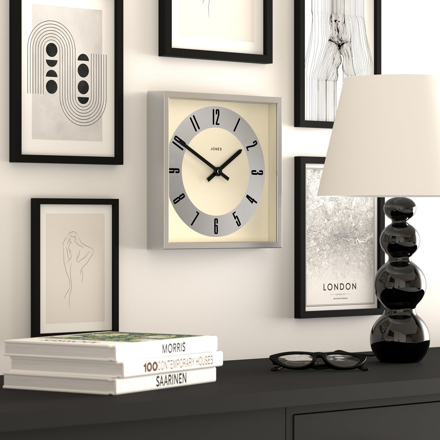 Newgate Jones Box Wall Clock Silver