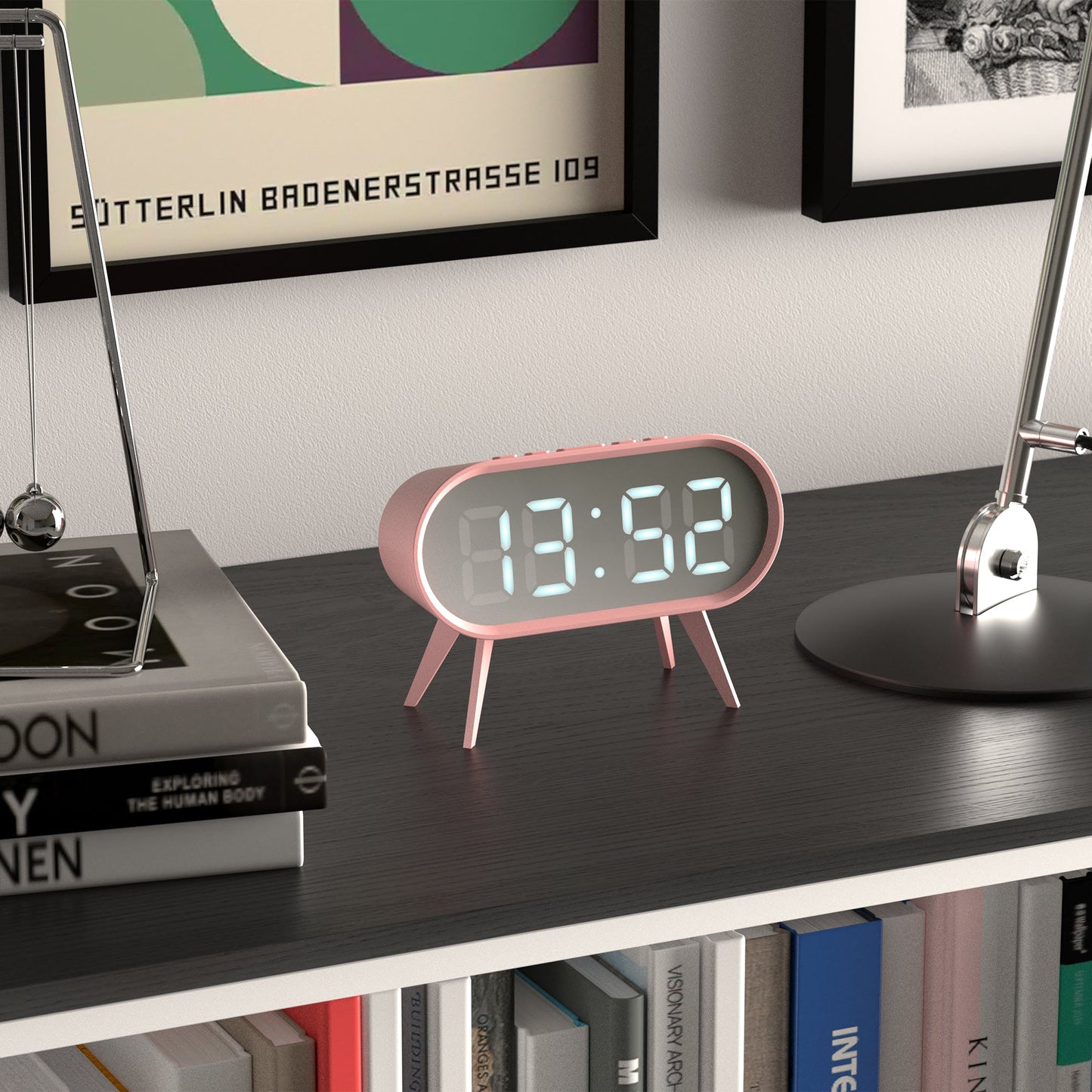 Newgate Space Hotel Cyborg Led Alarm Clock Pink