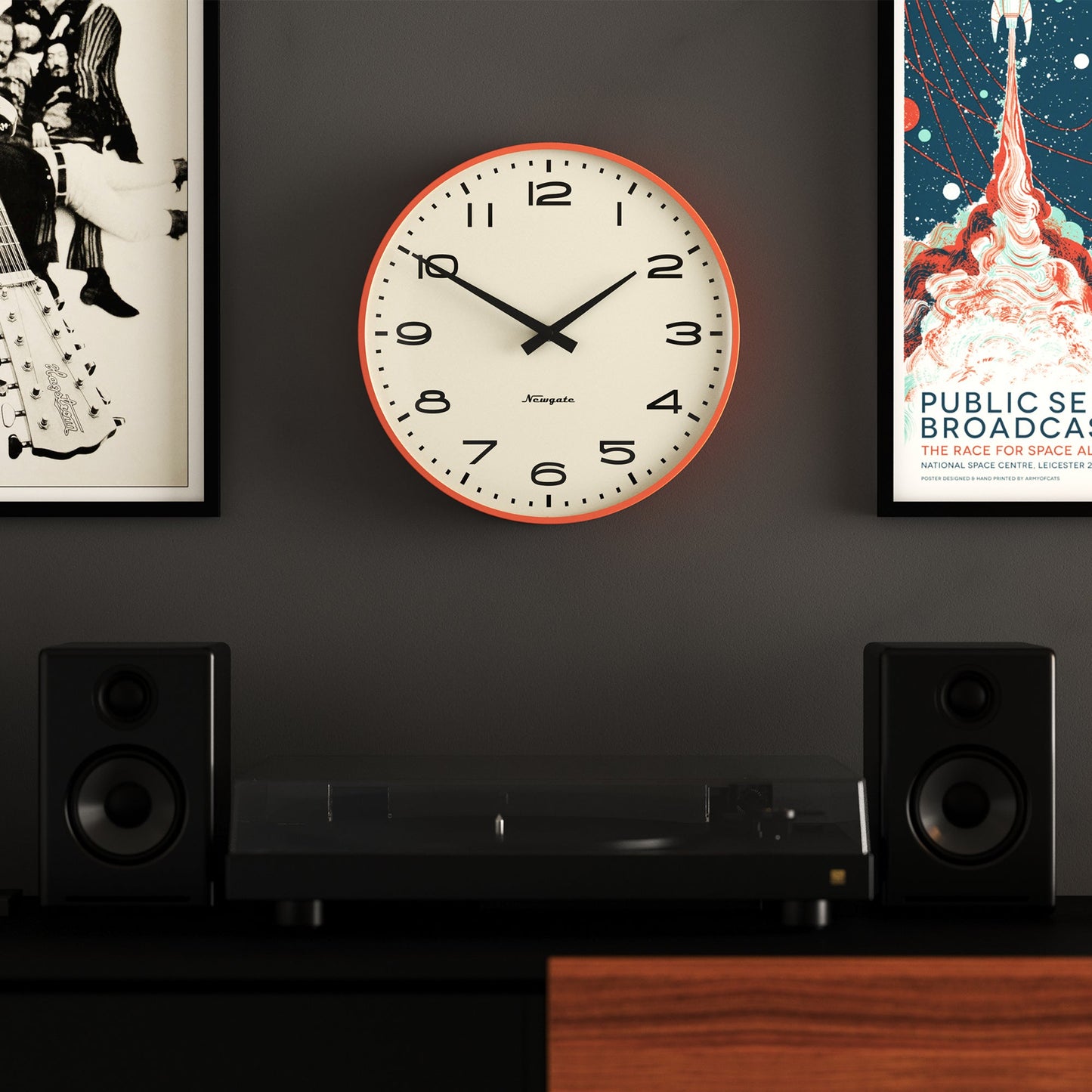 Newgate Radio City Wall Clock - Matte Pumpkin Orange