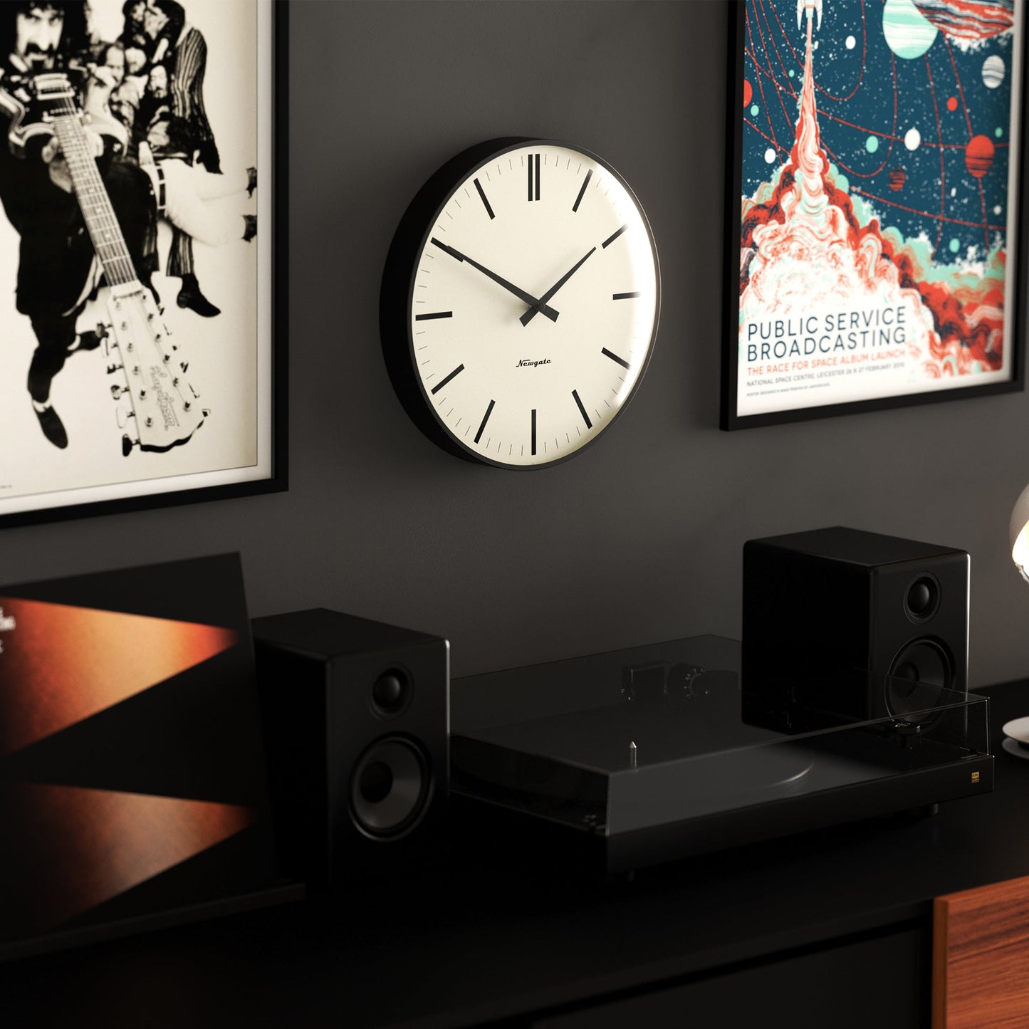 Newgate Radio City Wall Clock - Matte Black