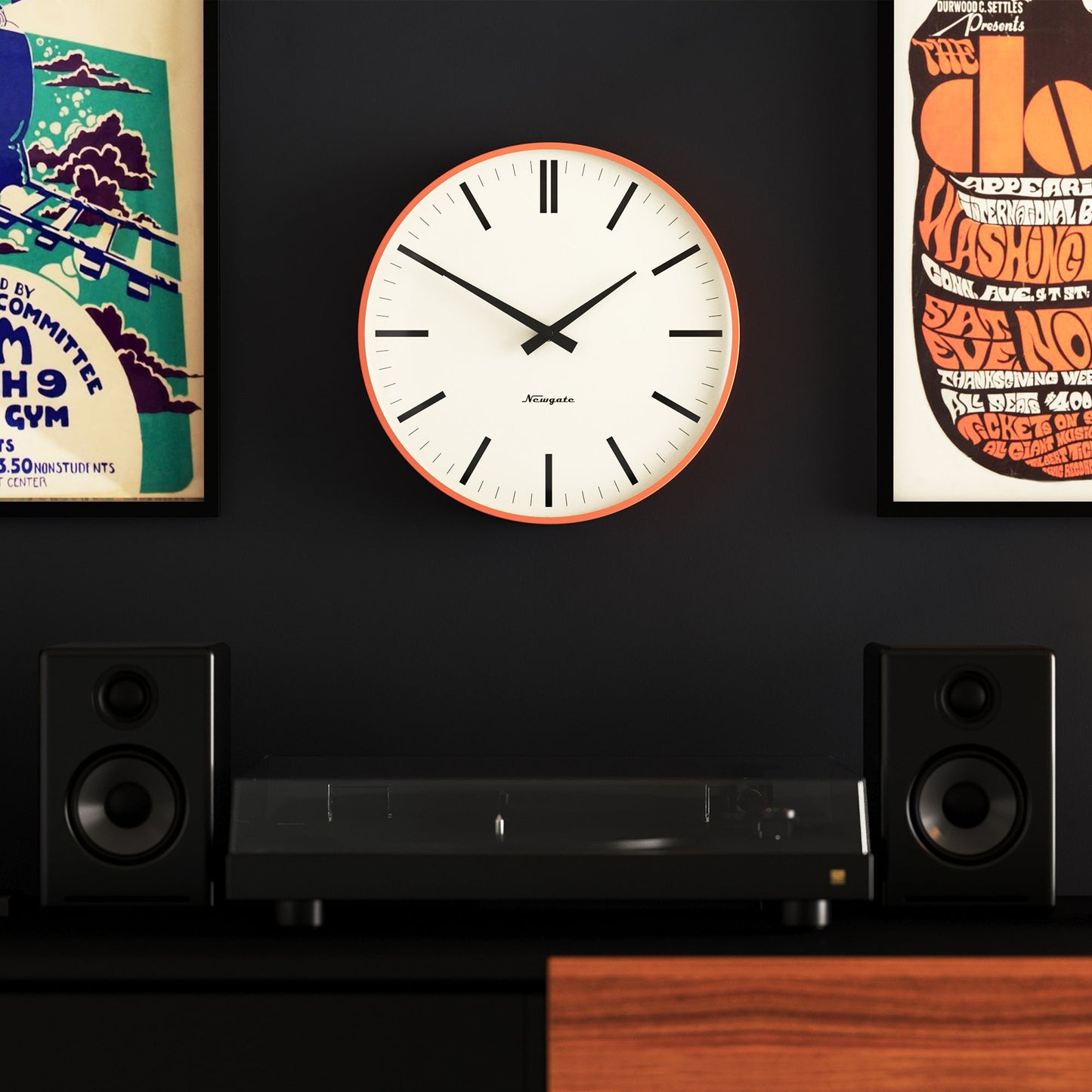 Newgate Radio City Wall Clock - Matte Pumpkin Orange