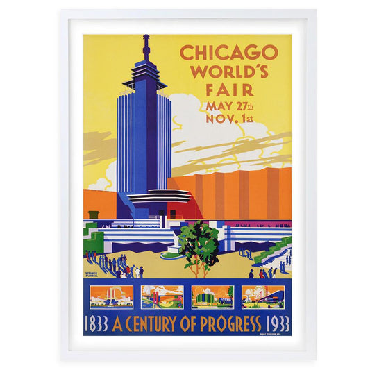 Wall Art's Chicago World S Fair 1933 Large 105cm x 81cm Framed A1 Art Print