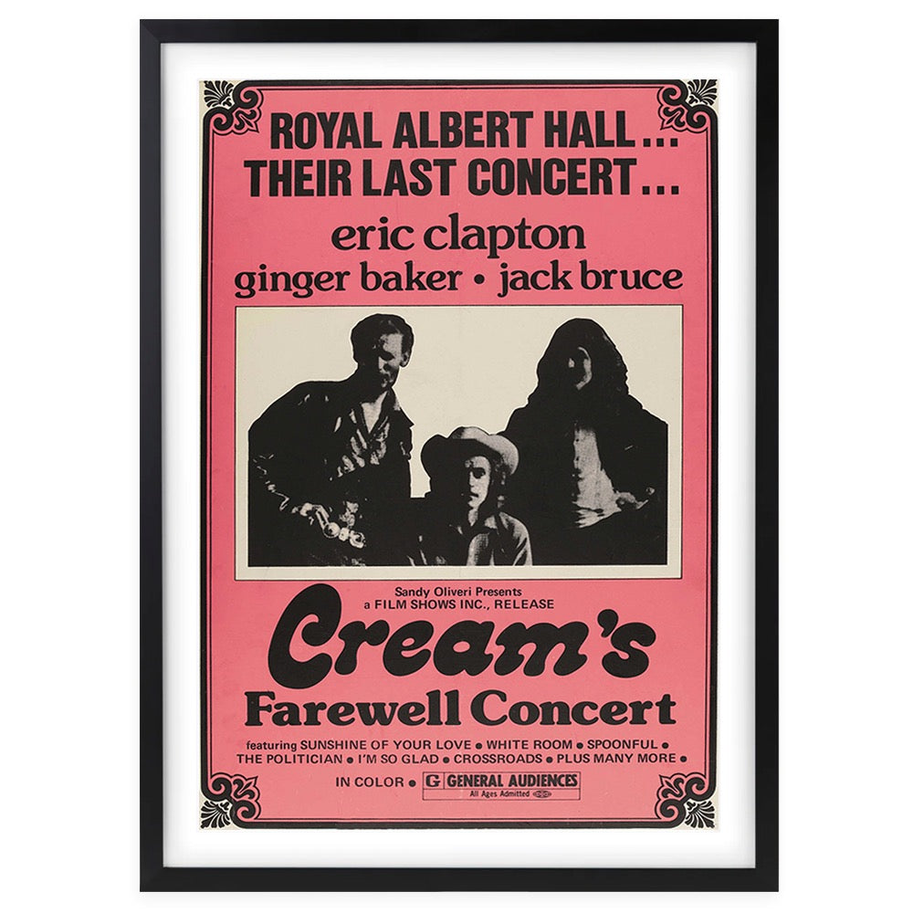 Wall Art's Cream - Farewell Concert - 1969 Large 105cm x 81cm Framed A1 Art Print