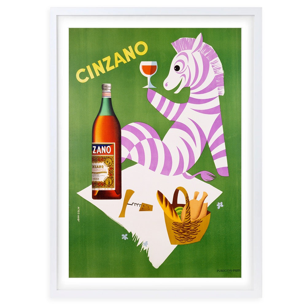 Wall Art's Cinzano Zebra Large 105cm x 81cm Framed A1 Art Print