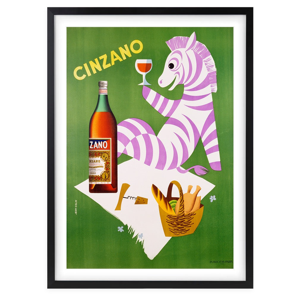 Wall Art's Cinzano Zebra Large 105cm x 81cm Framed A1 Art Print