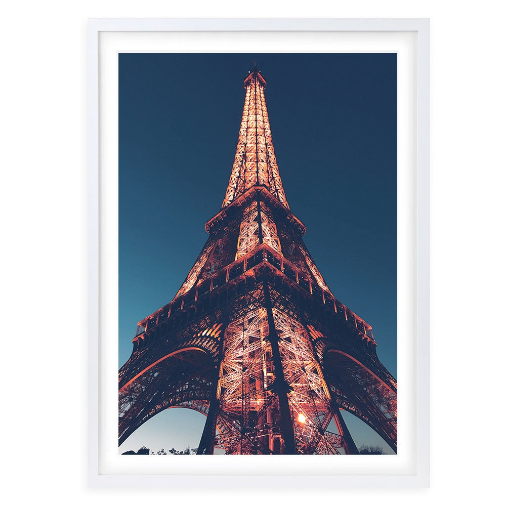 Wall Art's Eiffel Tower At Dusk Large 105cm x 81cm Framed A1 Art Print