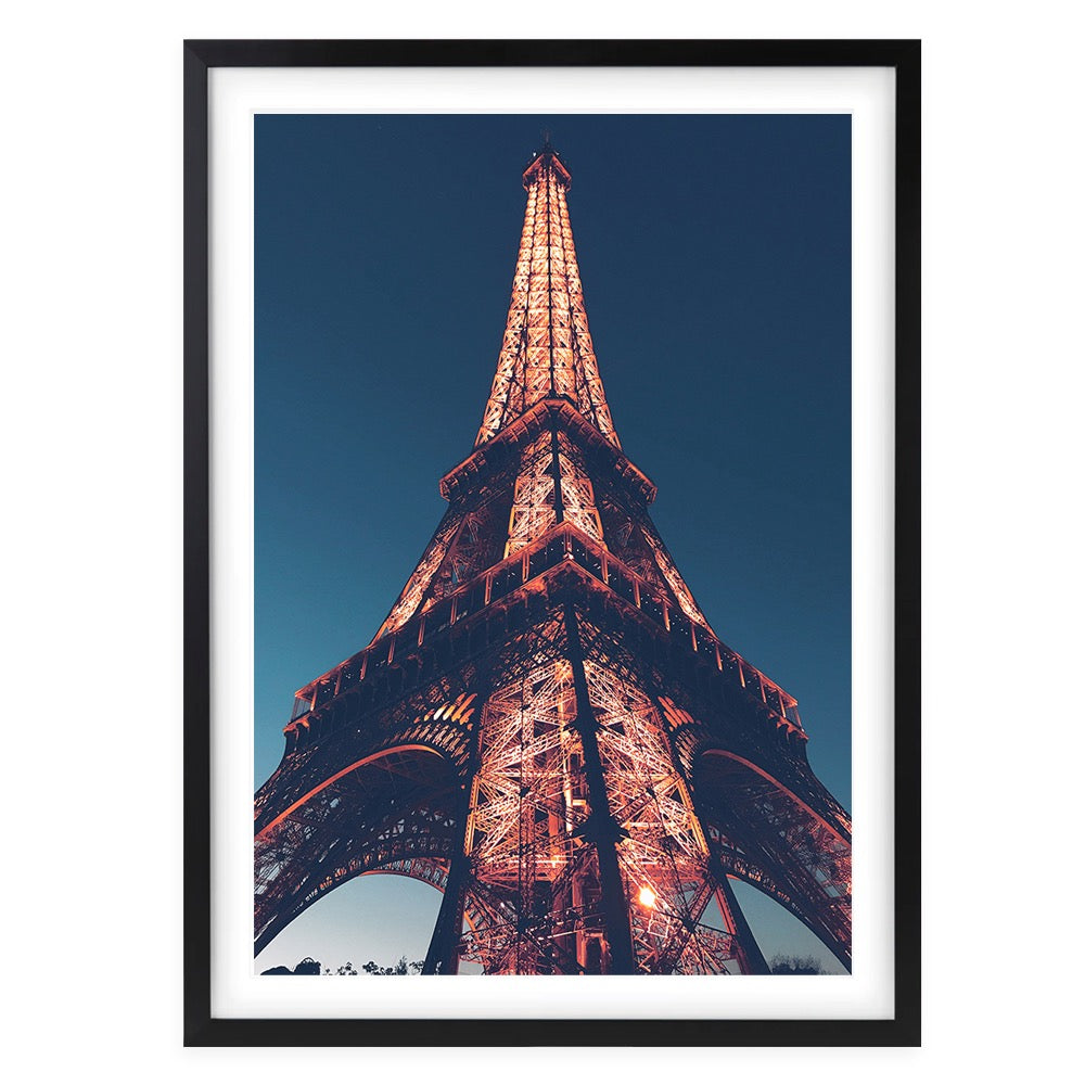 Wall Art's Eiffel Tower At Dusk Large 105cm x 81cm Framed A1 Art Print