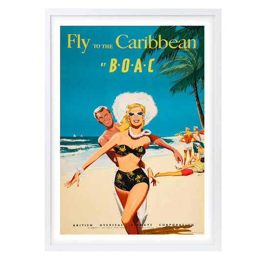 Wall Art's Fly Carribbean by B.O.A.C Large 105cm x 81cm Framed A1 Art Print
