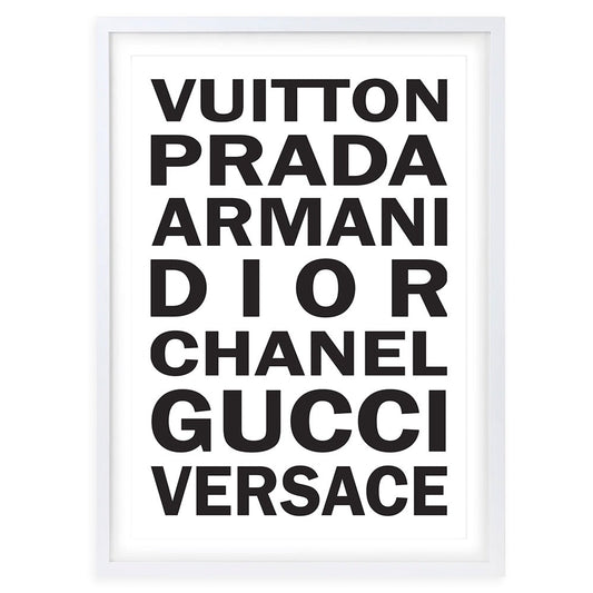 Wall Art's Fashion Names Bold Large 105cm x 81cm Framed A1 Art Print