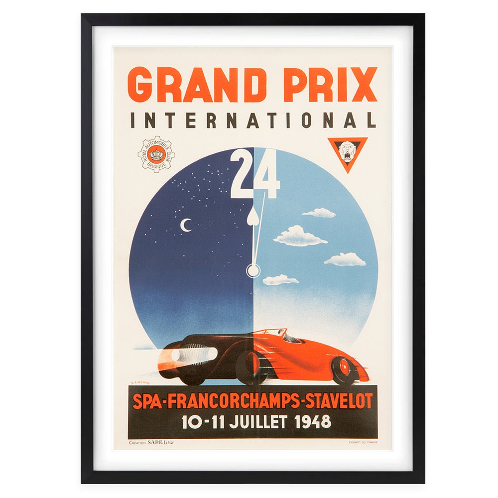 Wall Art's Grand Prix International Spa Francorchamps 1948 Large 105cm x 81cm Framed A1 Art Print