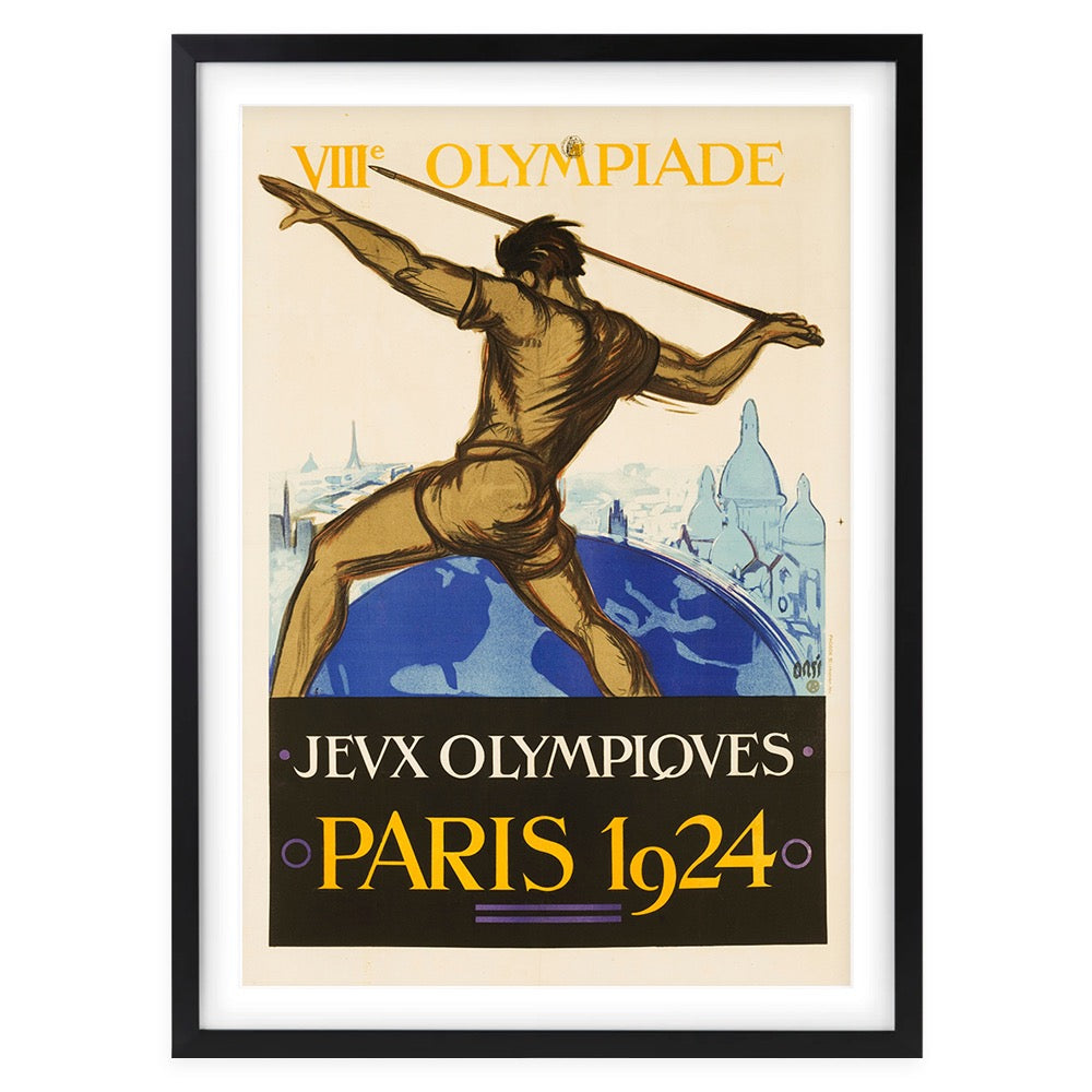 Wall Art's Jeux Olympiques Paris 1924 Large 105cm x 81cm Framed A1 Art Print