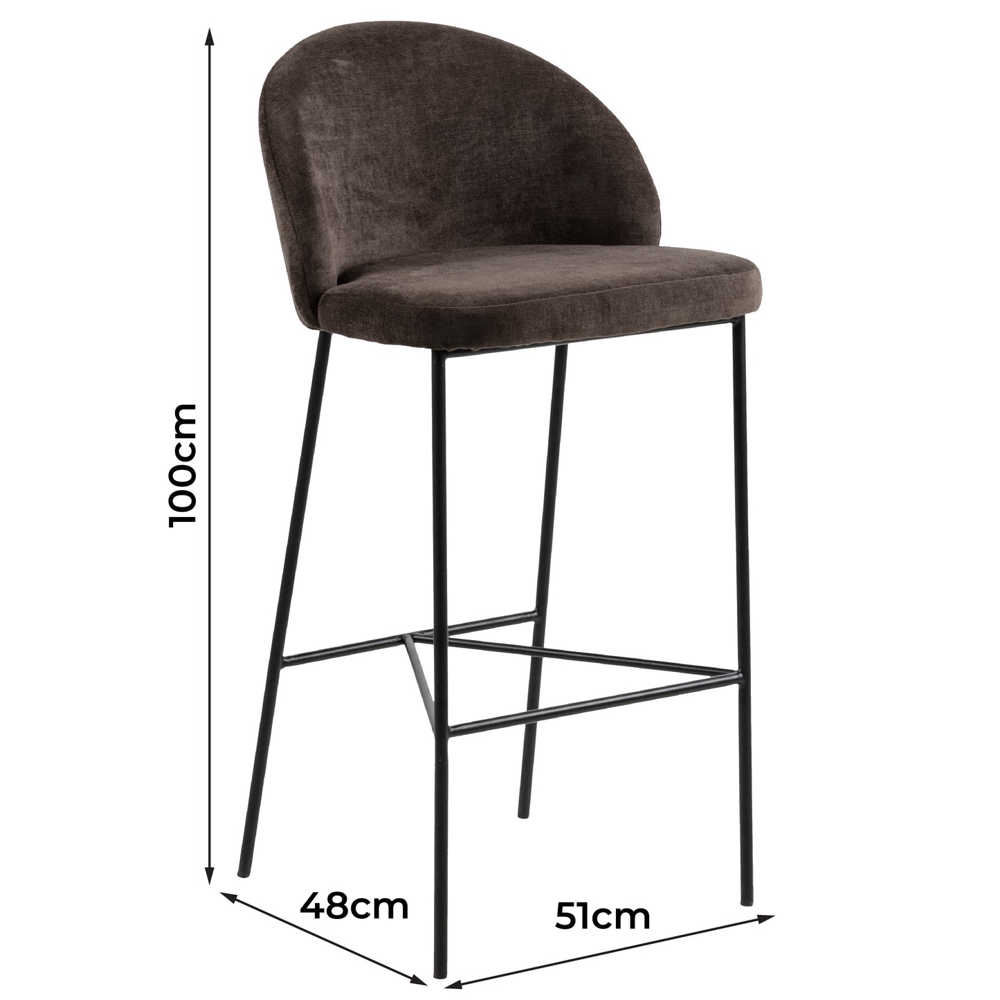 Nelson Barstool Brown Fabric Steel Black Legs