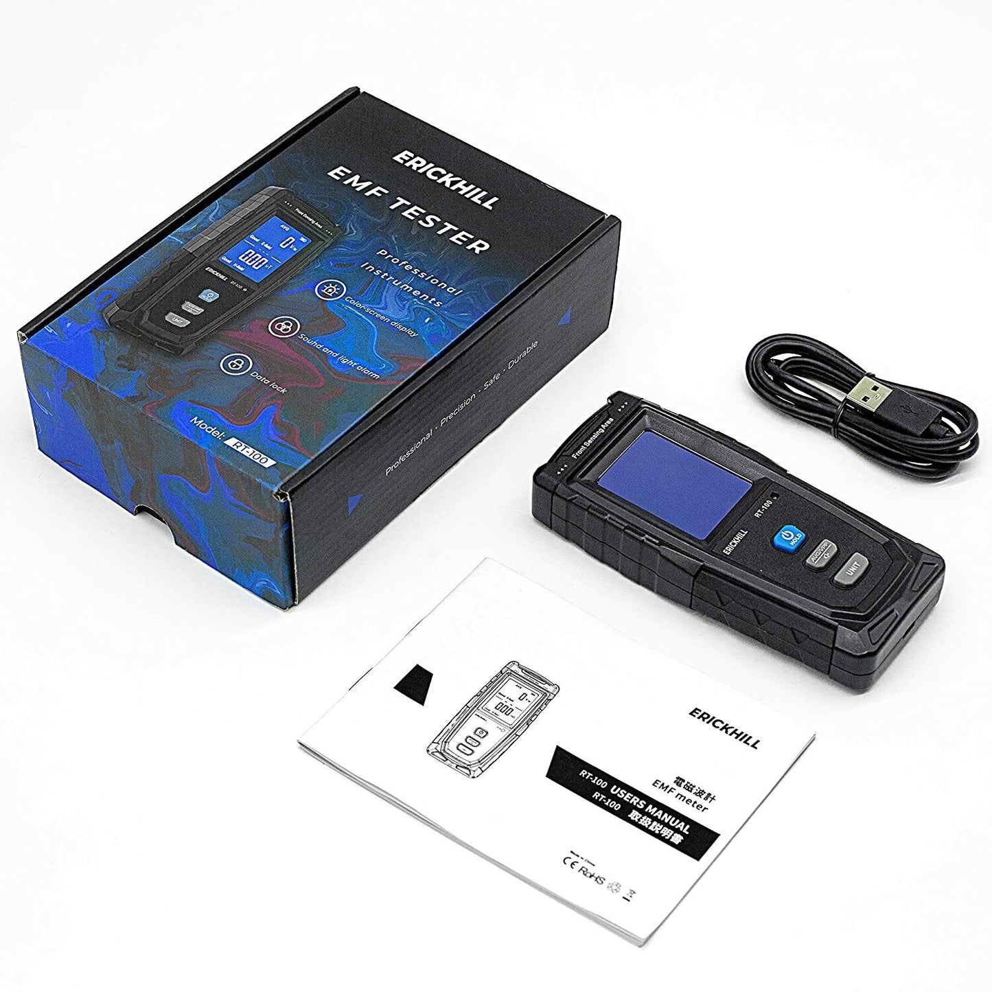 ERICKHILL EMF Meter Digital Electromagnetic Field Radiation Detector Machine