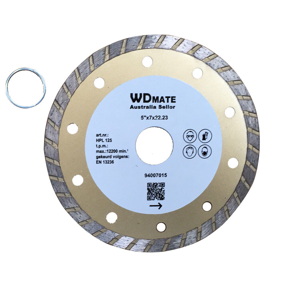 5x Diamond Cutting Disc 125mm 5" Dry Wet Turbo Circular Saw Blade 2.2mm 22.23mm