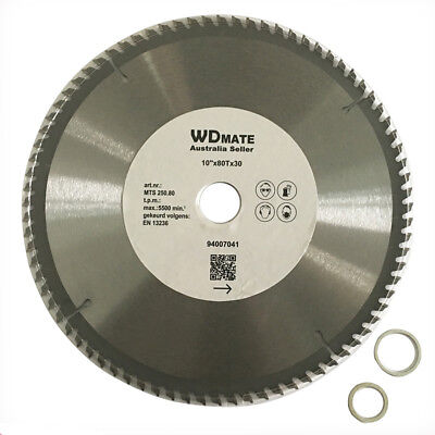 250mm 80T Alloy Plastic Circular Saw Blade Cutting Disc 2.0mm 10" TCG 30/25.4mm