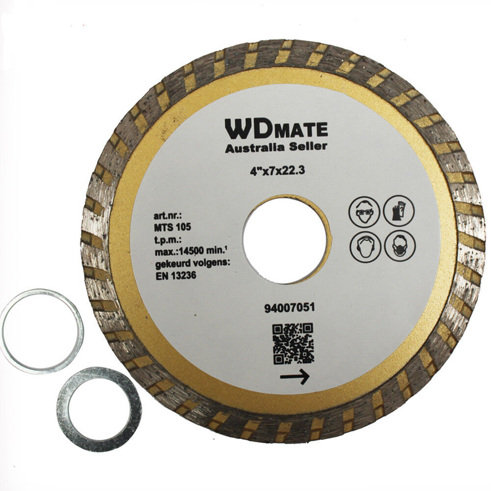 105mm Diamond Cutting Disc Dry Wet 4.0" Turbo 22.3 Saw Blade Wheel Tile Granite