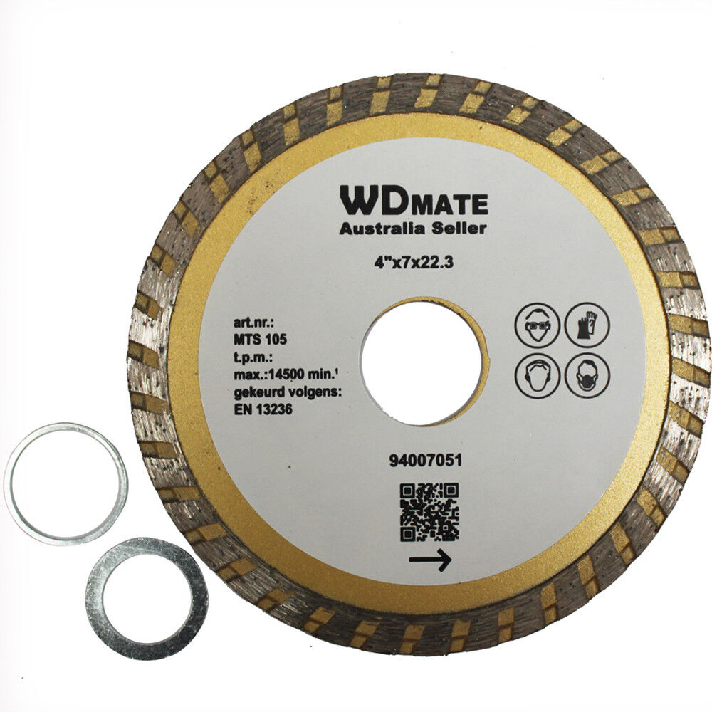 4x 105mm Diamond Cutting Disc Dry Wet Turbo 2.0*7.0mm 22.3 Saw Blade Wheel 4.0"