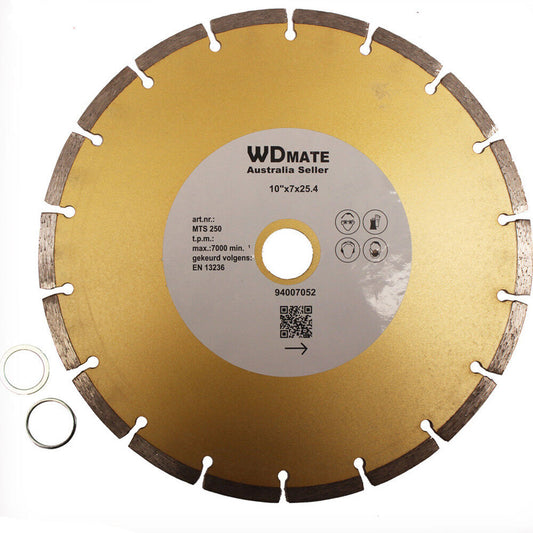 2x 254mm Dry Diamond Cutting Disc Wheel 2.6*70mm Circular Saw Blade 10" 25.4mm