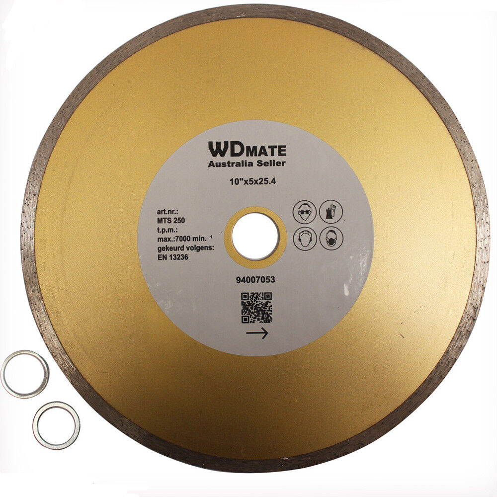 254mm Wet Diamond Cutting Disc Continuous Saw Blade 5*2.4mm Wheel10" 25.4/22.3mm