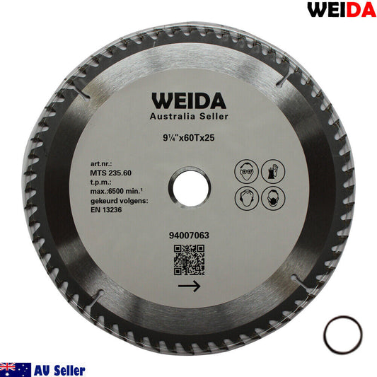 235mm 60T Wood Circular Saw Blade Cutting Disc 9-1/4" Bore 25/22.23mm K 2.8mm