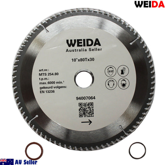 254mm 80T Wood Circular Saw Blade Cutting Disc 10" Bore 30/25.4mm K 2.8mm Timber