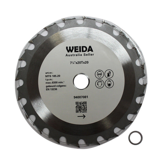 3x 185mm Wood Circular Saw Blade Cutting Disc 7-1/4” 20T Bore 20/16mm 2.2mm Kerf