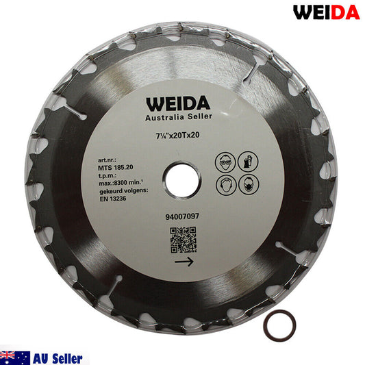 185mm Wood Circular Saw Blade Cutting Disc 7-1/4" 20T Bore20/16mm Kerf 1.6mm Cut