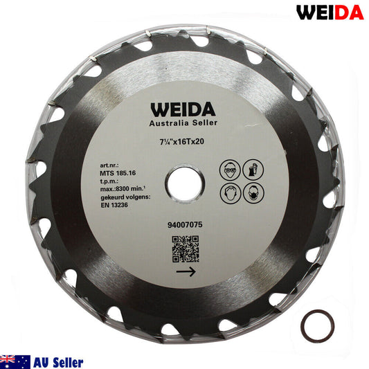 3x Wood Circular Saw Blade 185mm 20T Cutting Disc 7-1/4” Bore 20/16mm Kerf 1.6mm