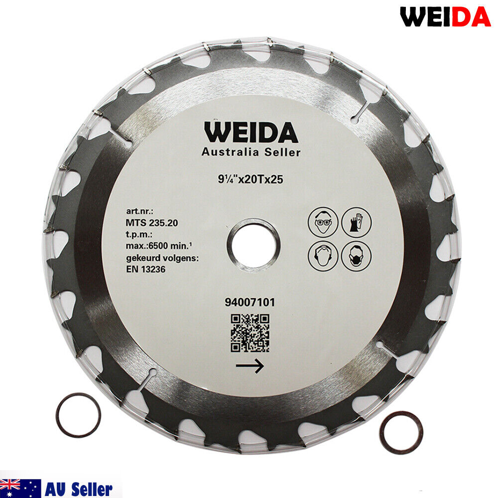 235mm 20T Wood Circular Saw Blade Cutting Disc 9-1/4" Bore 25/22.23mm Kerf 1.8mm