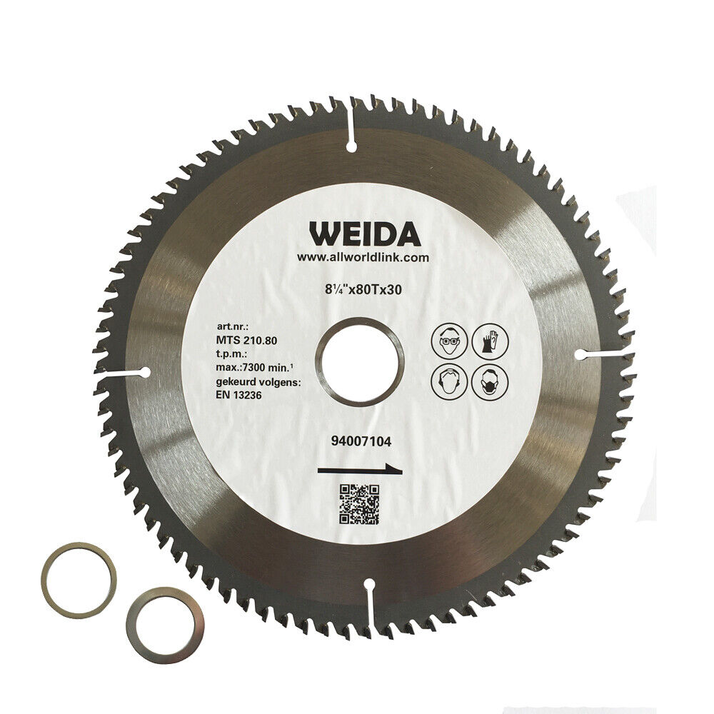 2x210mm Wood Circular Saw Blade Cutting Disc ATB 8-1/4" 80T Bore 25.4/22.23mm K2