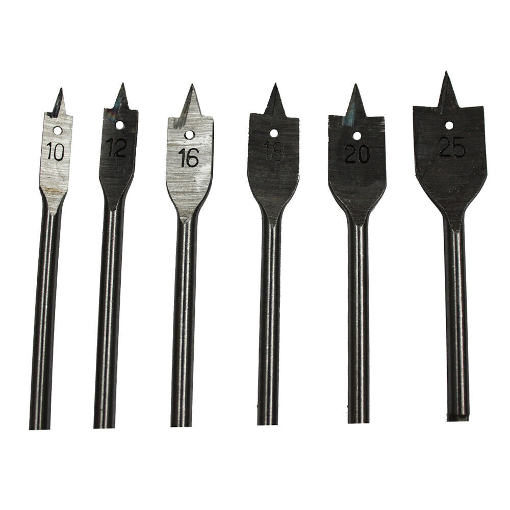 6PCS Wood Working Flat Drill Bit Set 10-25mm Hole Cutting Borer Quality