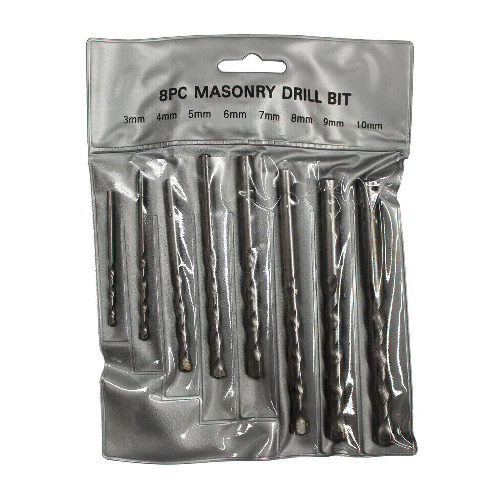 8pcs Masonry Drills Bit Set Cr Plated 3-10mm Concrete  Carbide Tip  Metric