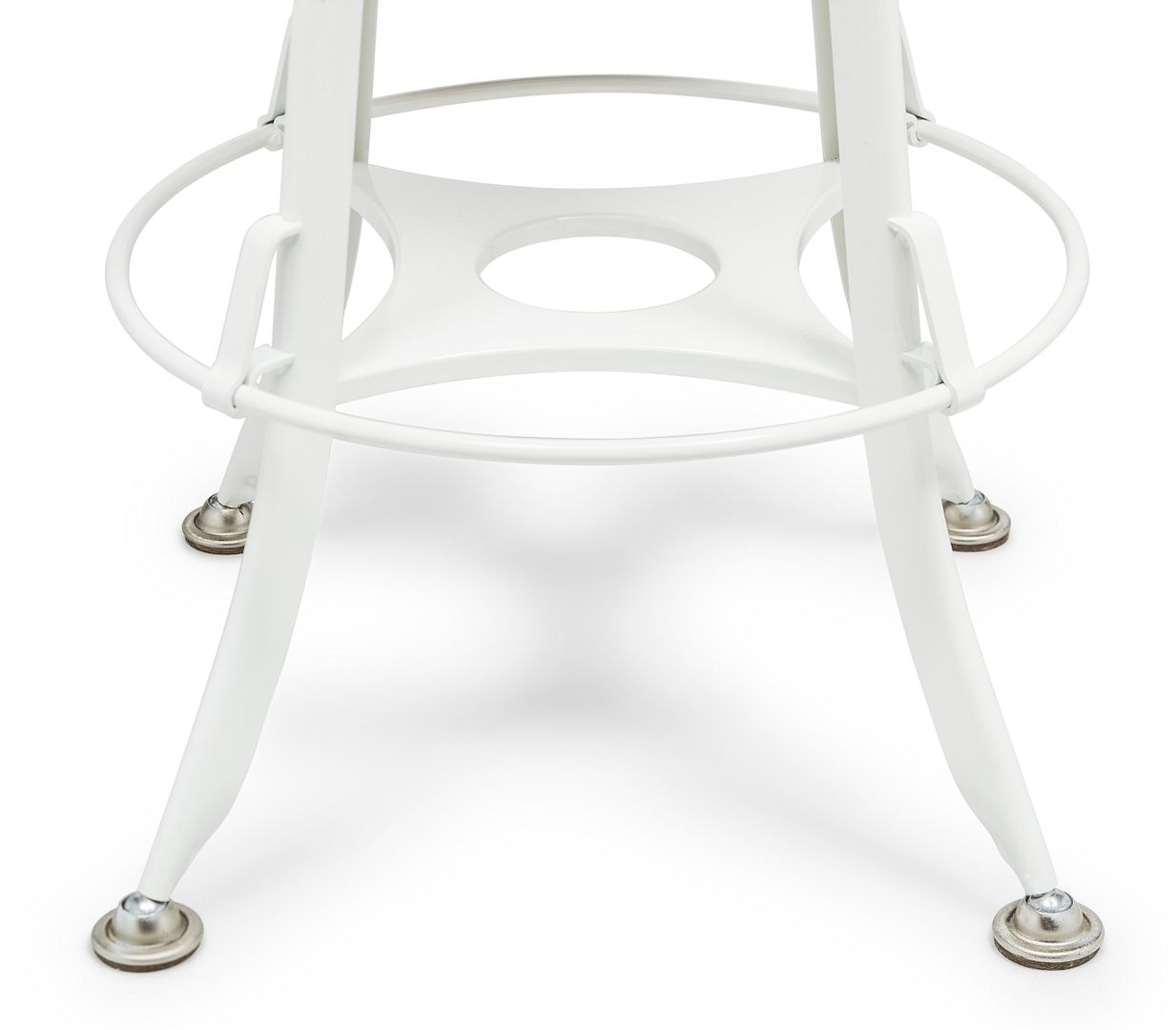 White Bar Stool Hamptons Style Height Adjustable and Swivel with Natural Wood Top