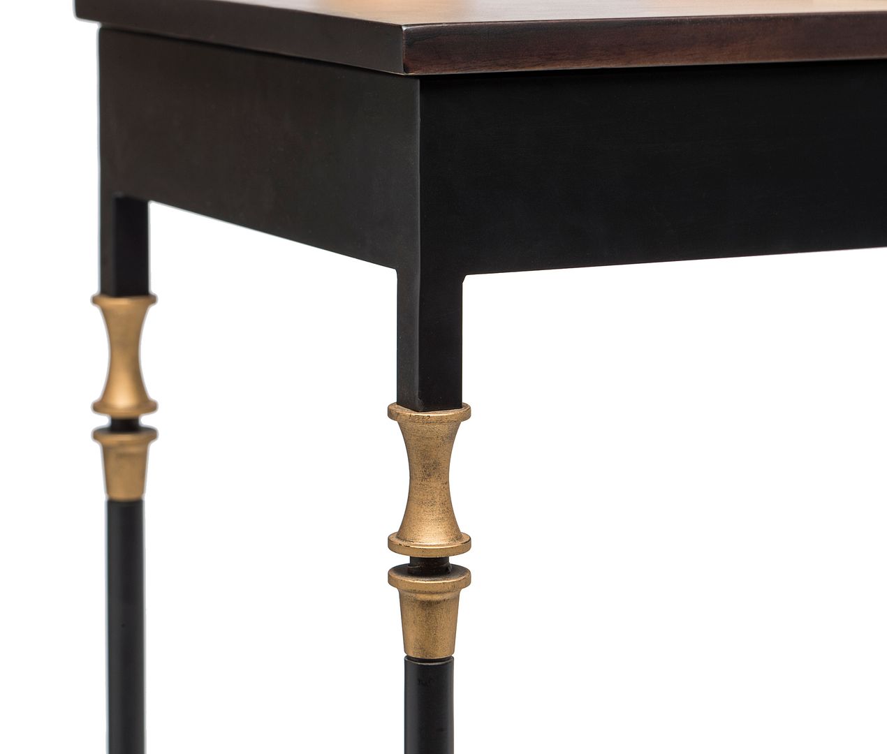 Gold Black Wooden Slim Hallway Console Table with Finial Legs