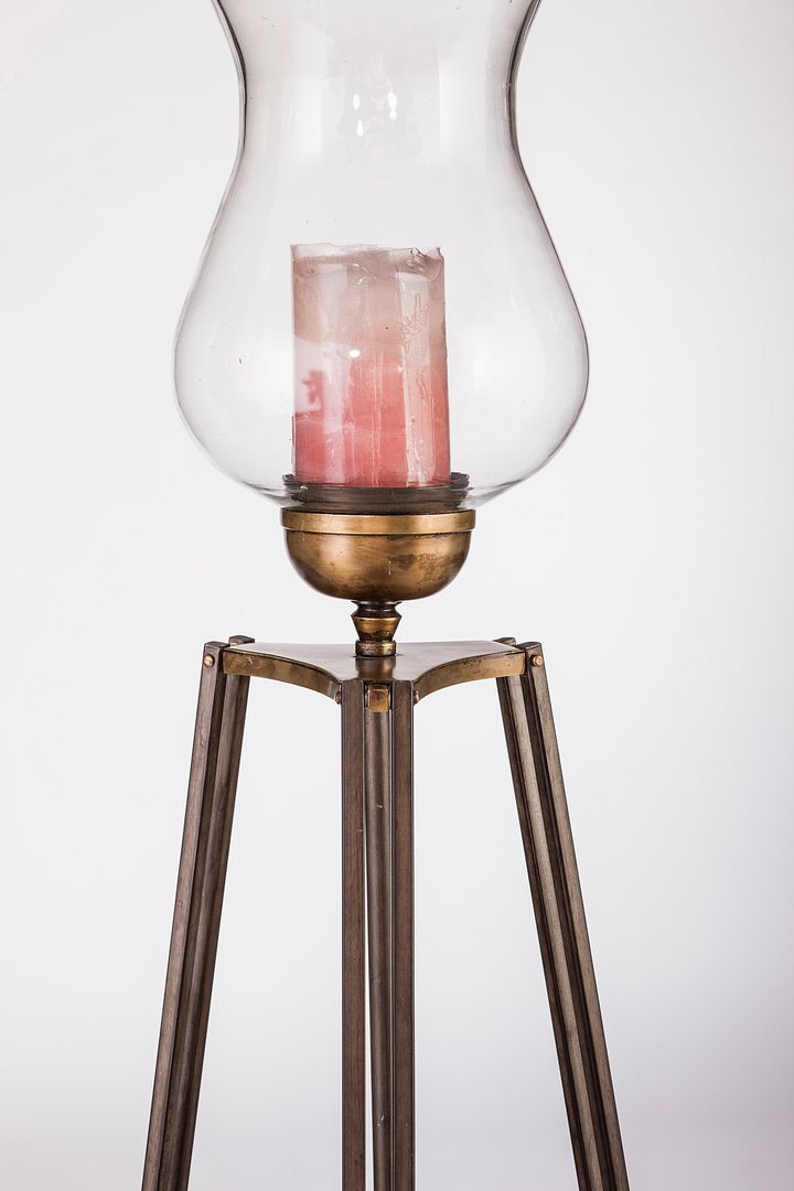 Tripod Candle Holder Floor Stand with Glass Globe Lamp