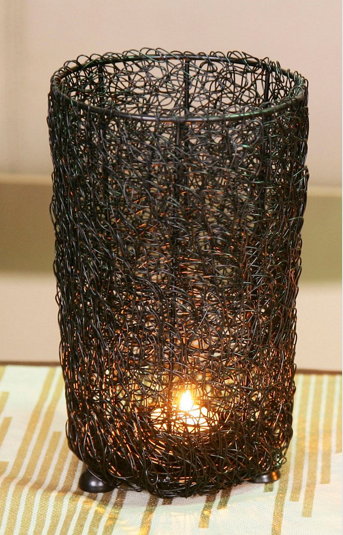 Wired Mesh Tealight Black Candle Holders - Set of 3