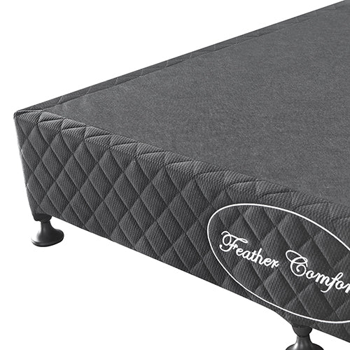 Mattress Base Ensemble Double Size Solid Wooden Slat in Black with Removable Cover