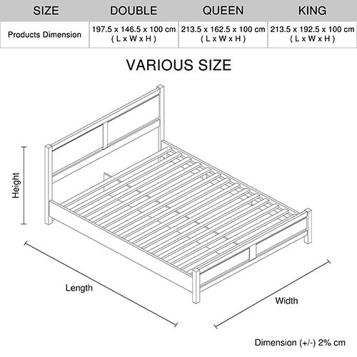 4 Pieces Bedroom Suite Natural Wood Like MDF Structure Queen Size Oak Colour Bed, Bedside Table & Tallboy