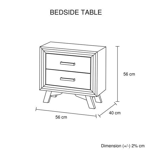 4 Pieces Bedroom Suite King Size Silver Brush in Acacia Wood Construction Bed, Bedside Table & Tallboy