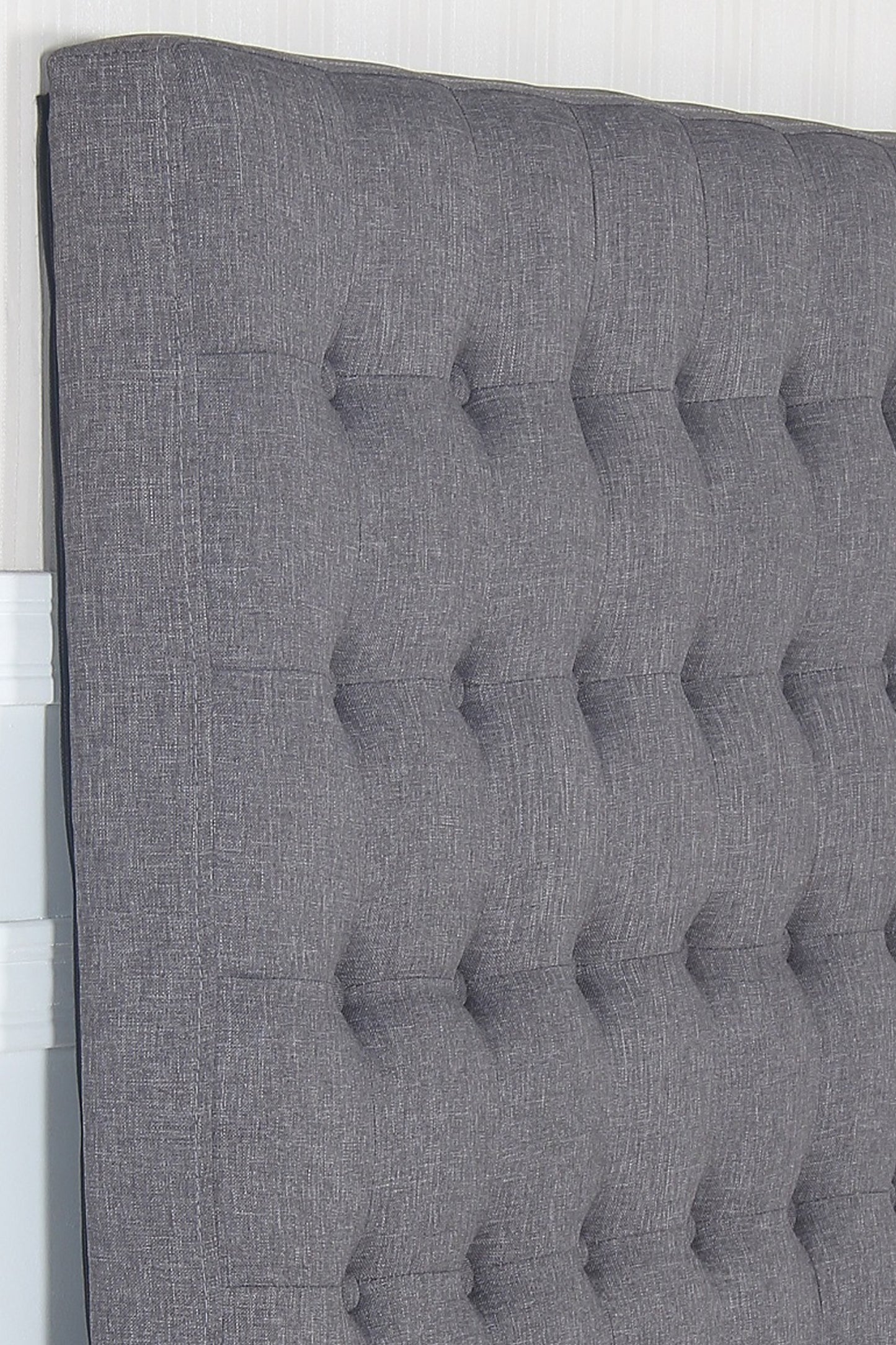 Bed Head King Charcoal Headboard Upholstery Fabric Tufted Buttons