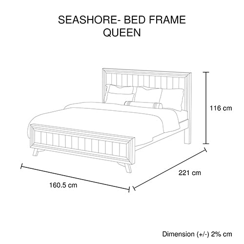 Queen Size Silver Brush Bed Frame in Acacia Wood Construction