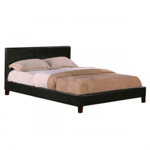 Queen Size Leatheratte Bed Frame in Black Colour with Metal Joint Slat Base