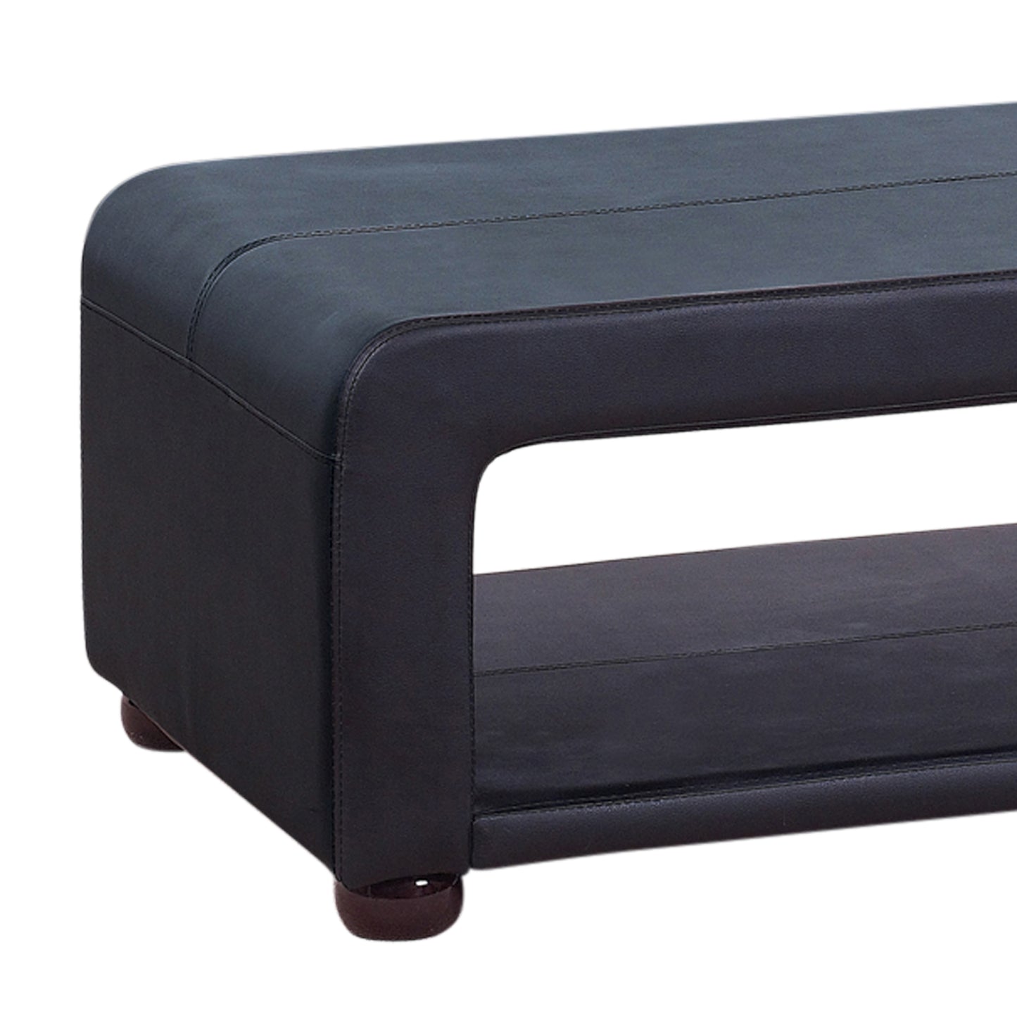 Coffee Table Upholstered PU Leather in Black Colour with open storage